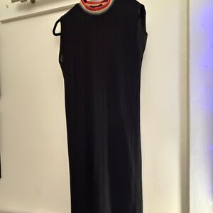 Bershka Black Ribbed Midi Dress w/ Rainbow Collar XS